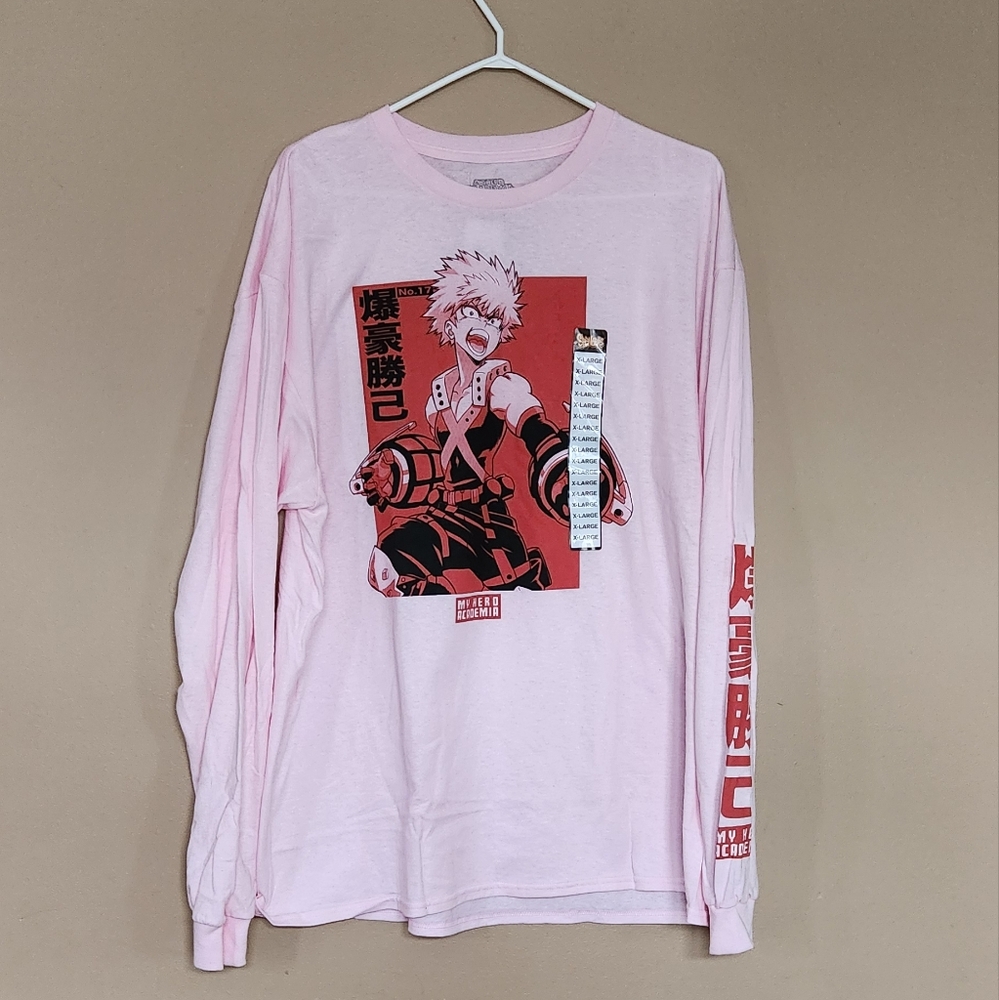 My Hero Academia Anime Men's XL Bakugo Kachan Official License Long Sleeve T